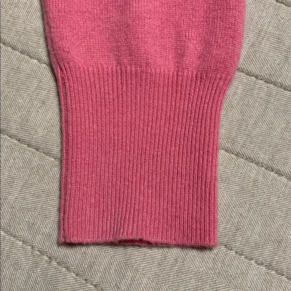 J.Crew Women Classic-Fit Pink Medium Cashmere Floral Peace Embroidery Sweater - Picture 3 of 12